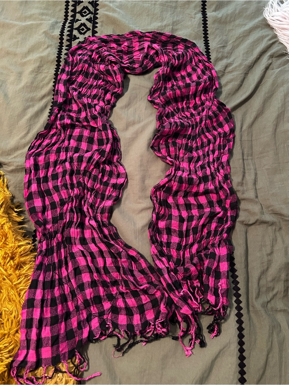 Pink and Black Checkered Scarf